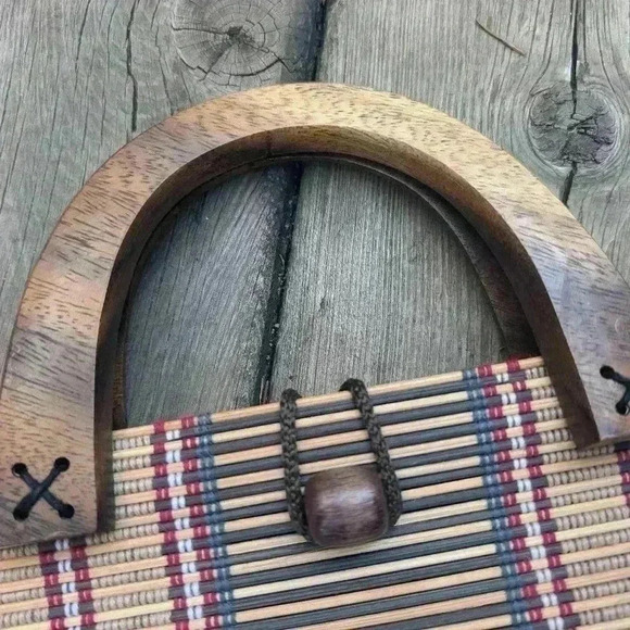 Vintage small bag with wooden handle - Picture 5 of 9